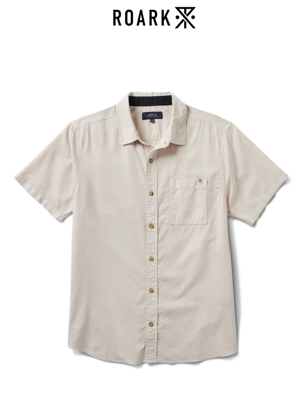 Roark Shirt Men S Made to Fade Washed Bone Woven Short Sleeve Button Up